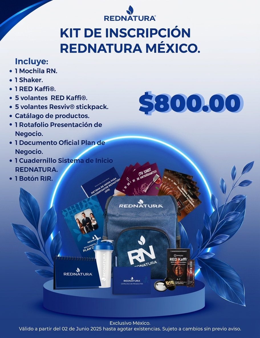 Kit de inscripción RedNatura con costo de 800 pesos mexicanos